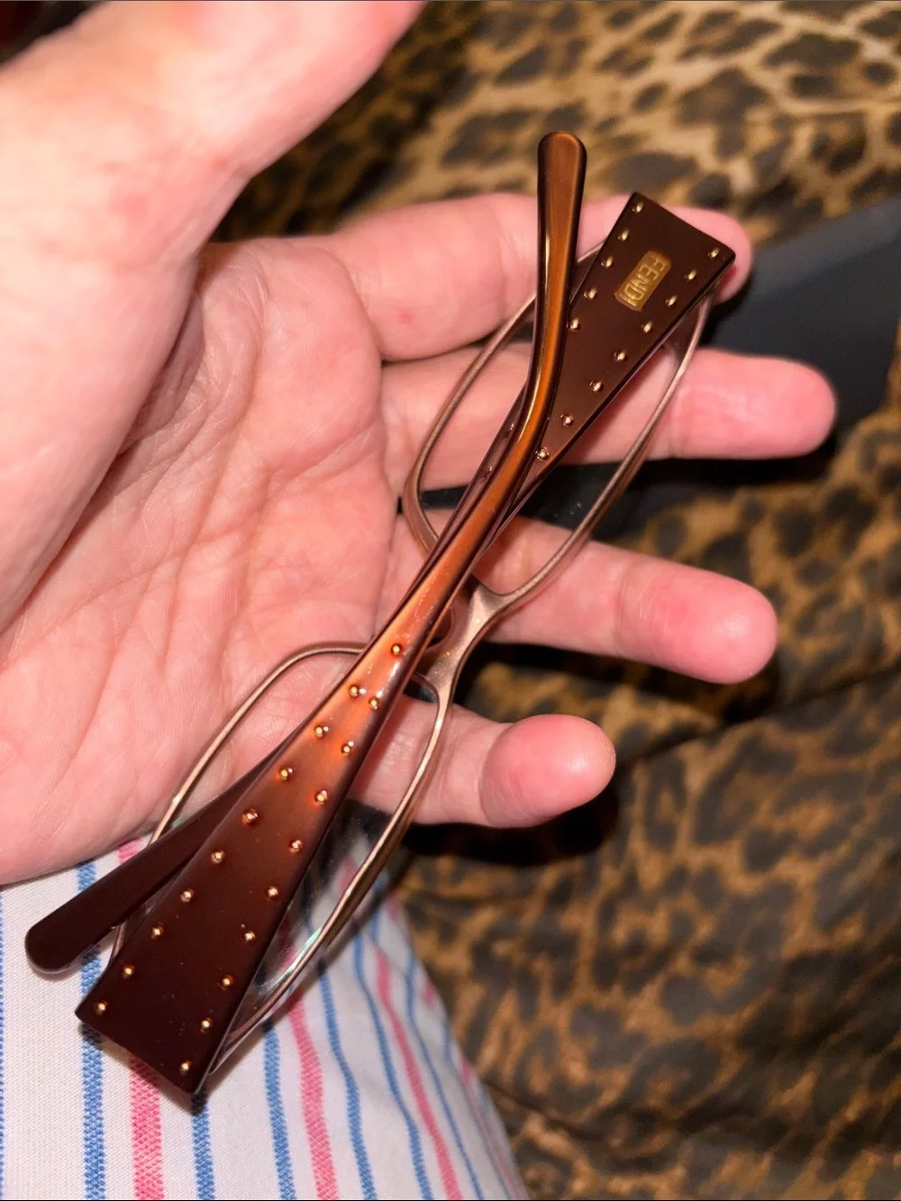 Fendi Brown/Tortoiseshell Rectangular Women's Glasses